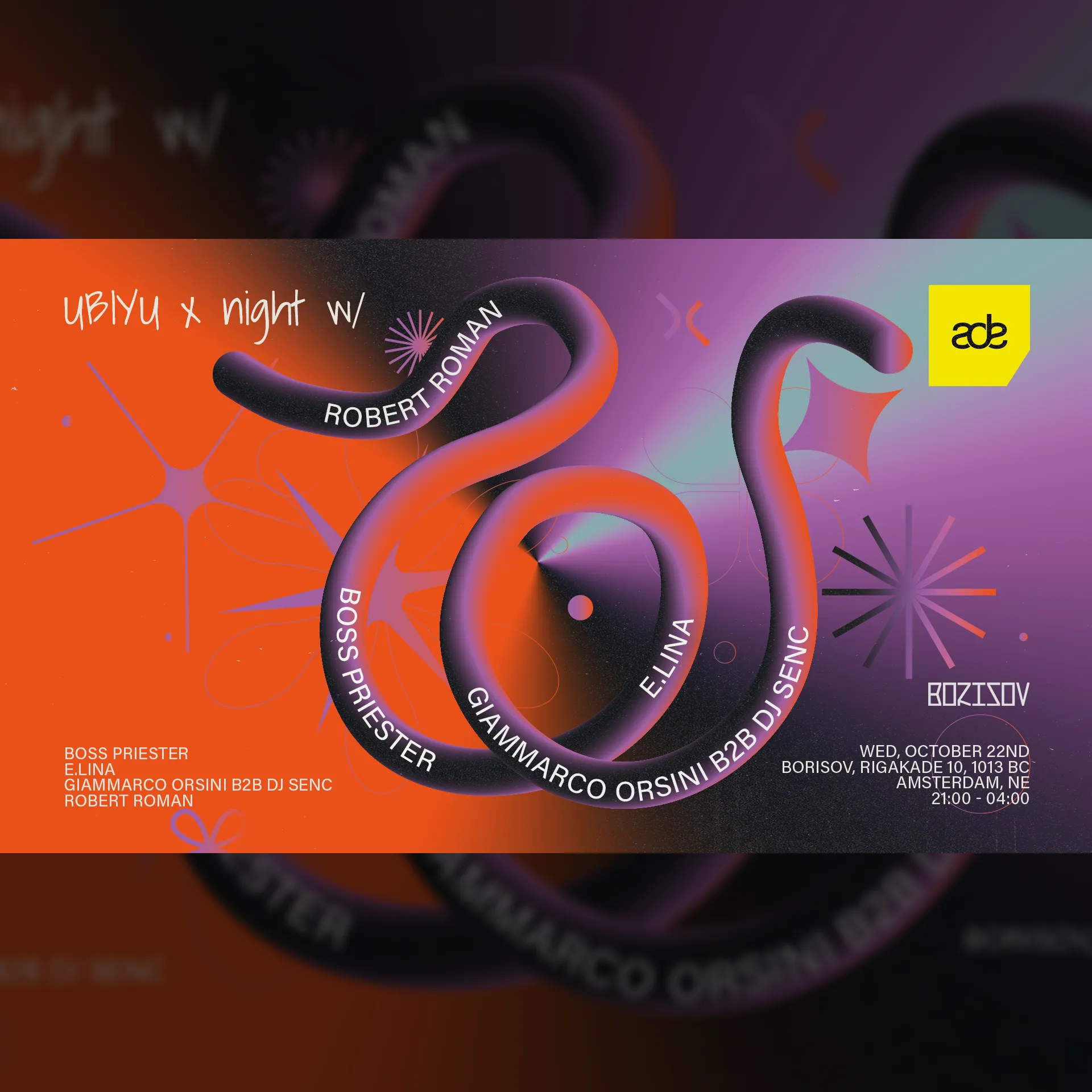 ubiyu invites : Giammarco Orsini b2b DJ Senc, E.LINA, Boss Priester and Robert Roman